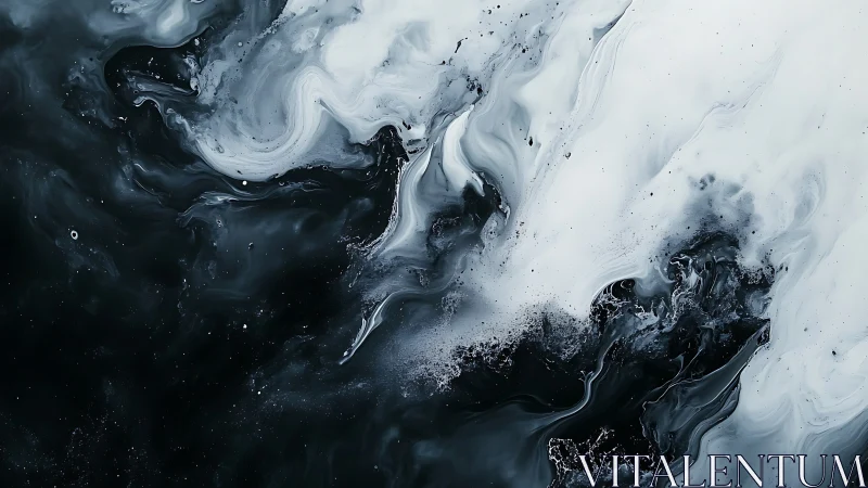 Monochrome fluid dynamics create a swirling abstract field