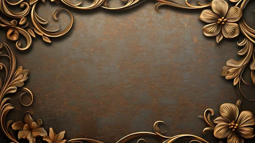 Ornamental bronze floral frame on textured dark surface.