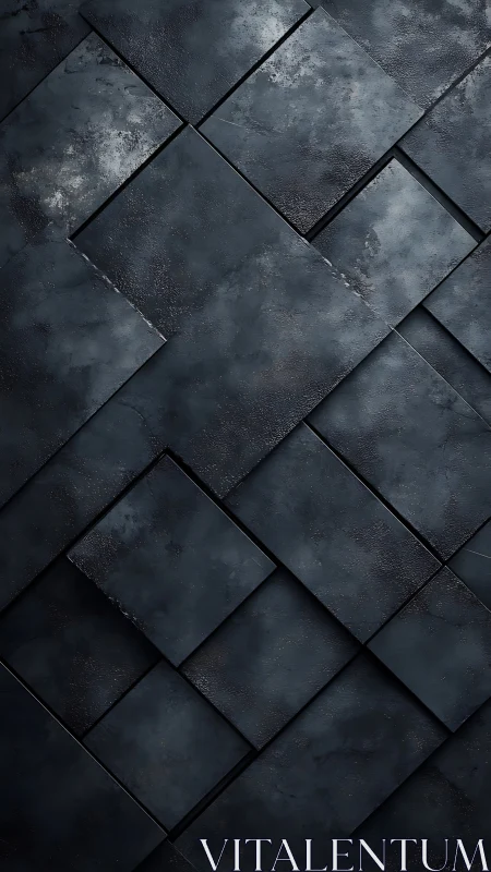 Layered dark stone tiles in staggered geometric pattern.