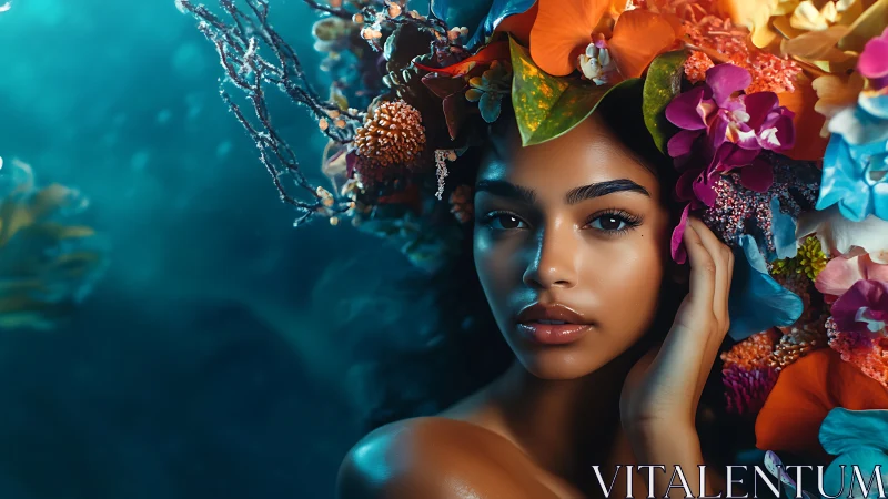 Coral crowned daydream gazes through an underwater bloom