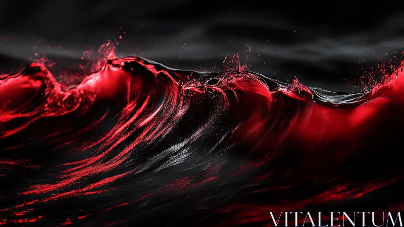 High-contrast red liquid wave rendered with dynamic specular highlights