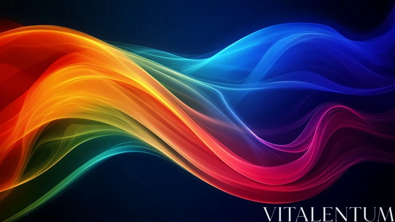 Flowing neon light waves stream across a dark horizon.