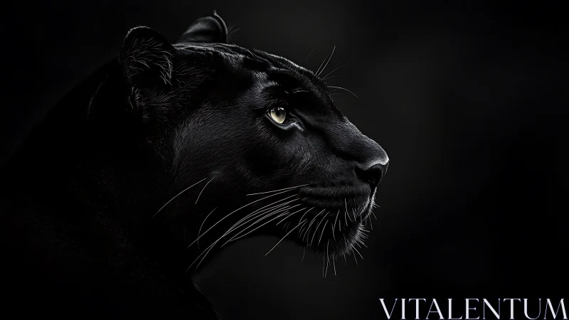 Black Panther Profile Portrait: Luminous Eyes Against Dark Minimalism.