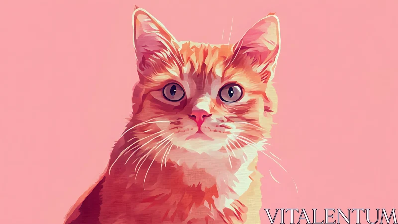 Vibrant Pop Art Cat Portrait Against Pink Background