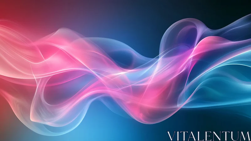 Colorful light waves curve across deep blue gradient space