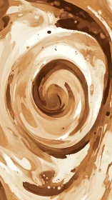 Caramel coffee swirl flows in a warm abstract vortex