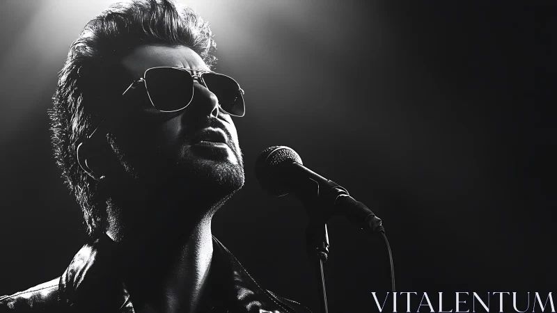 Midnight spotlight on a soulful retro stage singer.