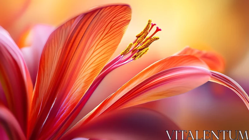 Macro floral portrait with translucent petals in warm bokeh.