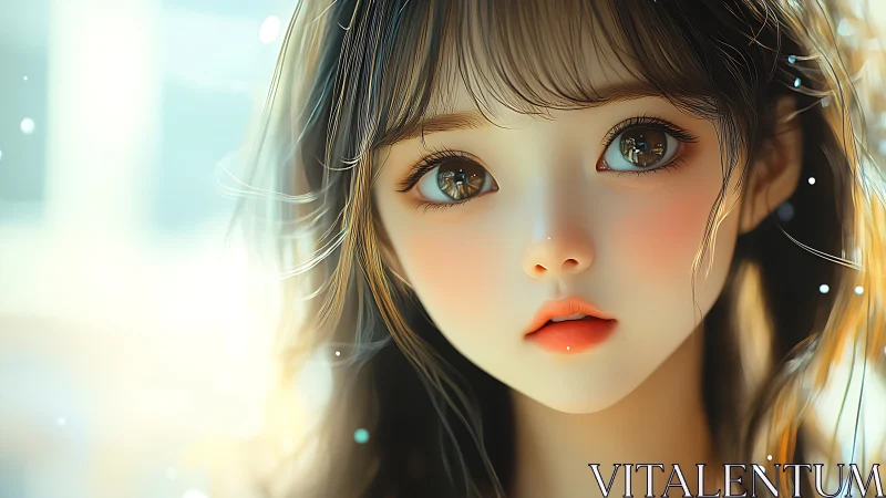 Anime girl portrait with luminous eyes and soft bokeh glow.