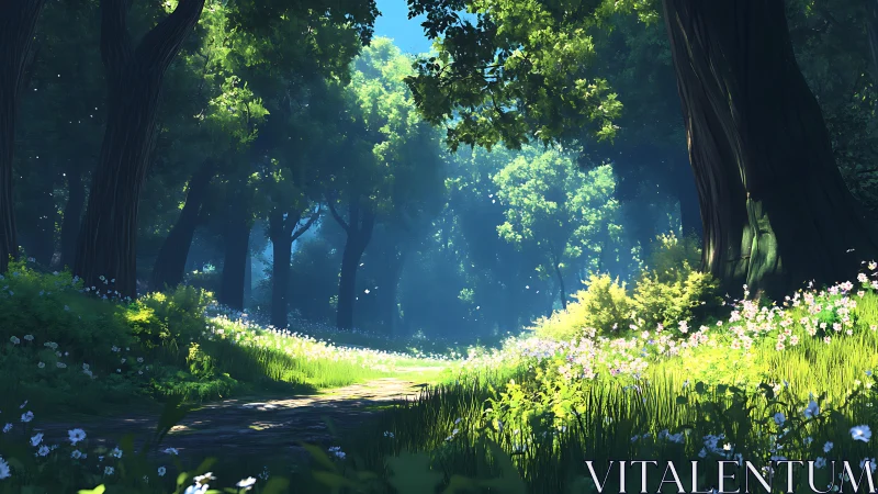 Enchanted Forest Clearing with Luminous Canopy.