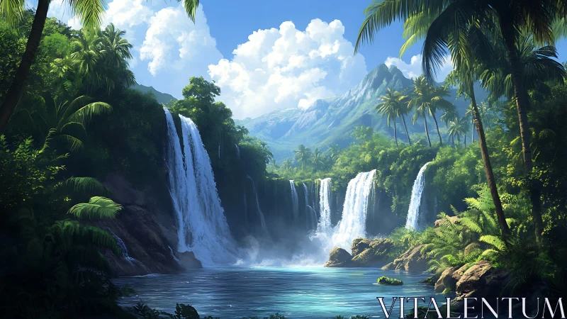 Sunlit tropical waterfalls invite quiet moments of escape