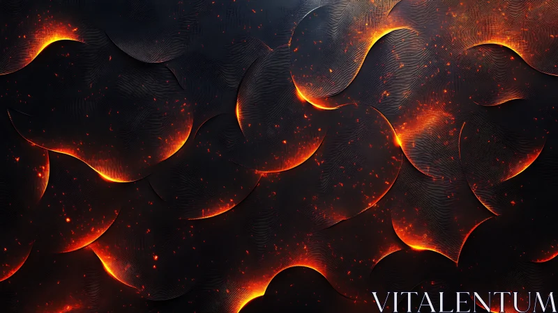 Molten ember waves under dark layered abstract surface.