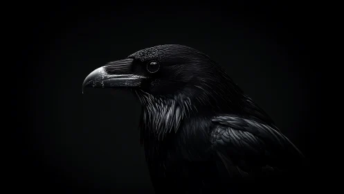 Midnight raven holds still while darkness polishes its crown