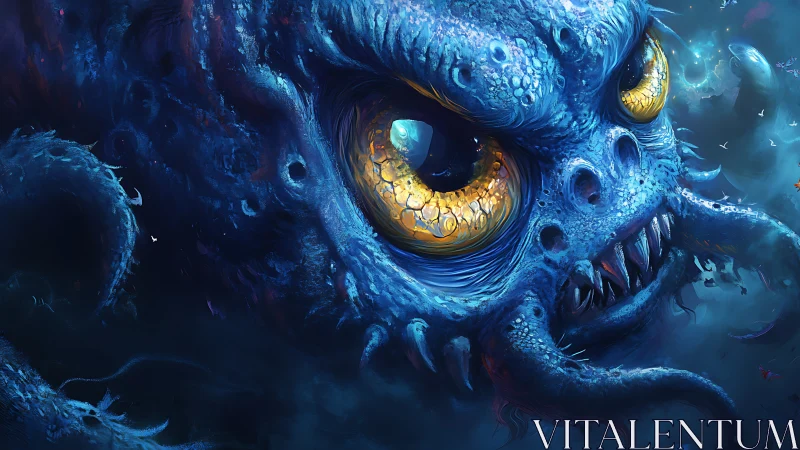 Leviathan gaze in luminous deep sea horror closeup.