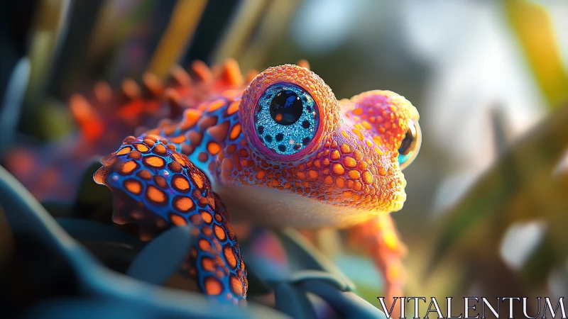 Highly detailed 3D render depicts a patterned tropical frog