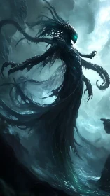 Ethereal Abyssal Wraith in Stormlit Vertical Composition.