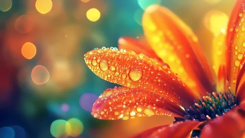 Dewdrop Glow: Radiant Petals Dancing in Golden Light.