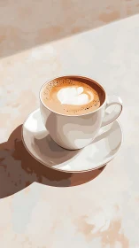 Sunlit latte moment with gentle painterly warmth.