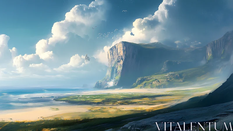 Majestic Cliffs Meet Golden Valley Below.