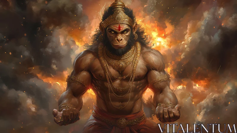 Fire-forged monkey warrior crowned in burning stormlight.