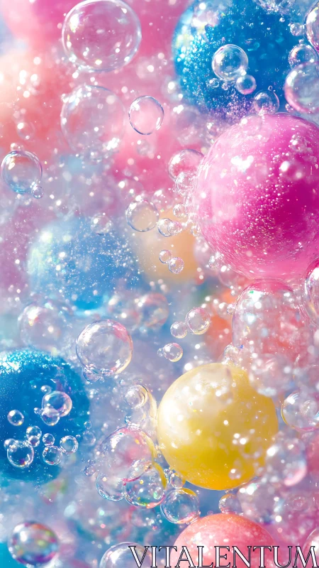 Glistening candy planets drift through a neon bubble galaxy