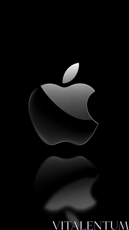 Apple Logo Rendered in Metallic Gradient Against Black Void.