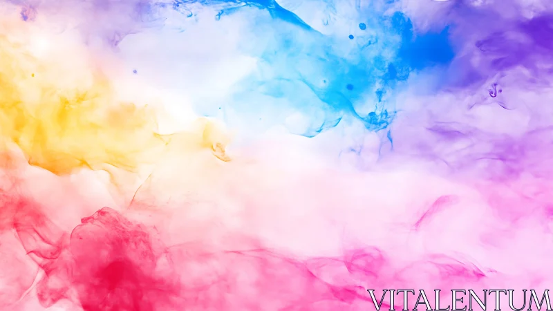 Soft chromatic clouds swirl through pastel rainbow light.