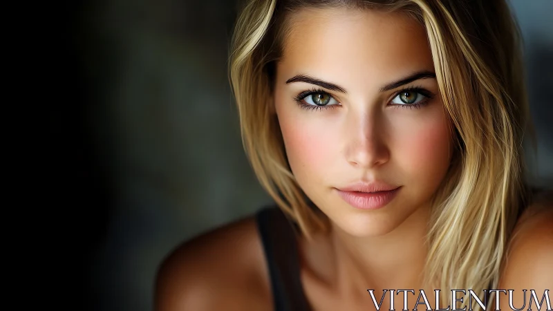 Portrait renders a blonde woman in frontal close-up view