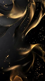 Golden luminous particles swirl across black background