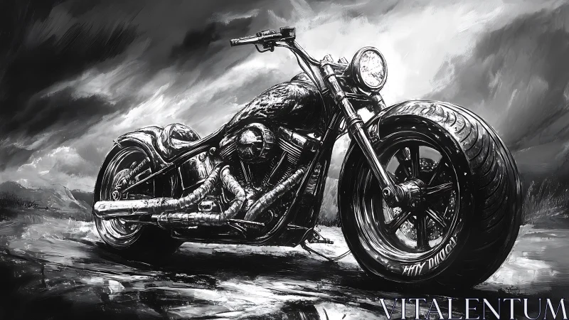 Chrome thunder leans low as storm clouds crown the highway