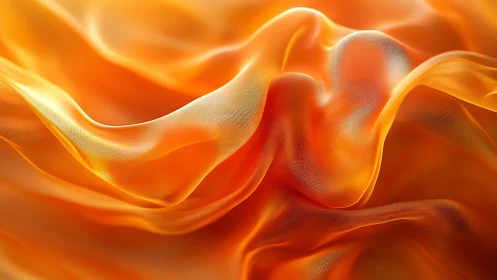 Undulating Fluid Form in Warm Color Spectrum: Rendered Digital Abstraction.