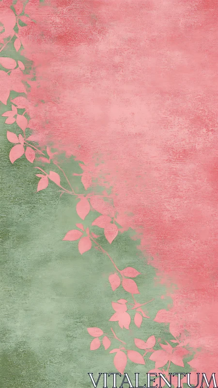 Watercolor foliage border on textured split background.