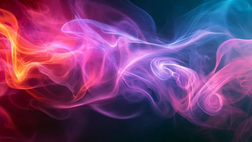 Drifting ribbons of neon mist in a dreamy twilight swirl.