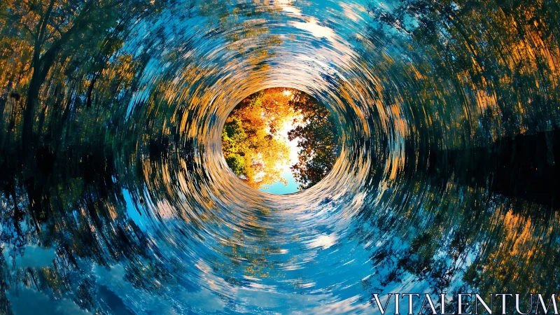 Circular forest tunnel effect frames bright tree center