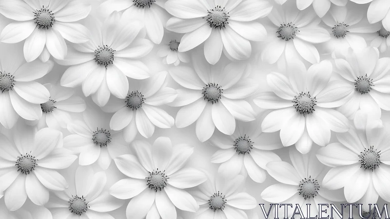 White Daisy Blooms Fill the Frame in Elegant Monochrome Splendor
