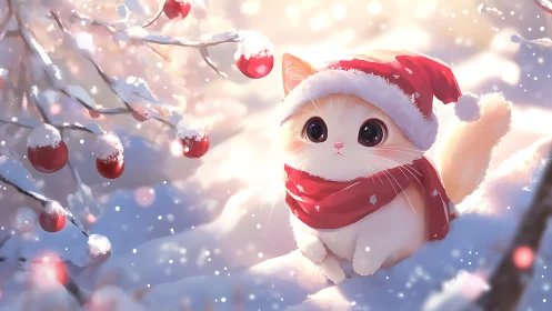 Snowy Whisker-Clad Helper Spreads Yuletide Cheer