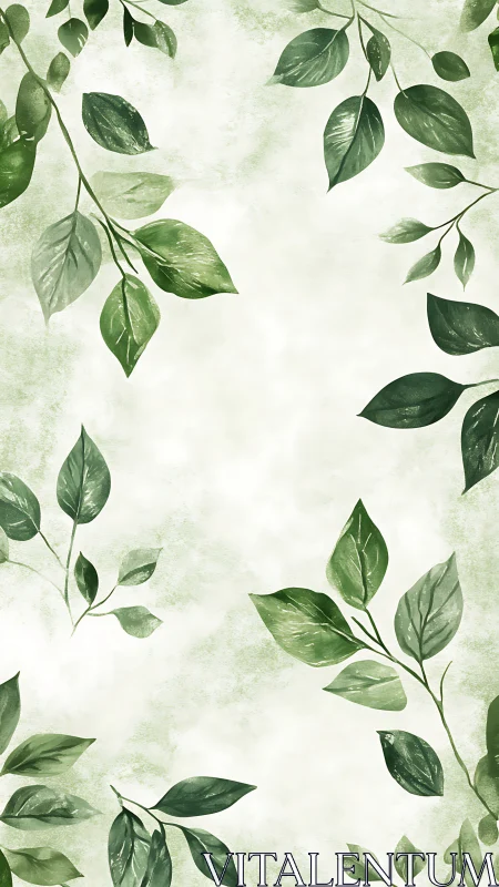 Vertical foliage illustration frames empty central space