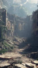 Quiet ruin-lined mountain street tells a story of faded glory