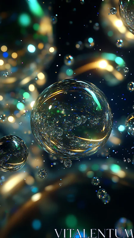High-gloss translucent bubbles with bokeh and specular flares