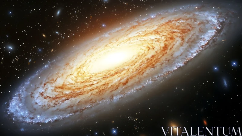 Spiral galaxy glows with radiant core in deep star field.