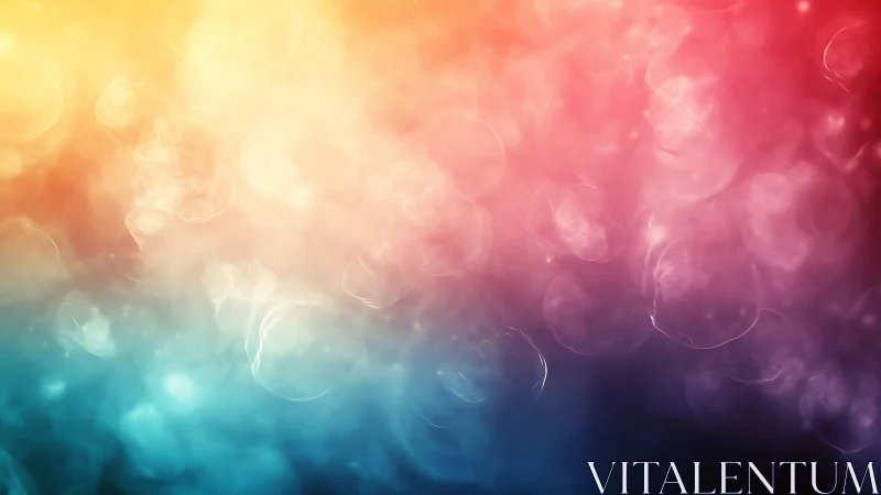 Glowing pastel clouds drift through soft rainbow colored light