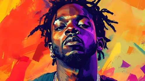 Bold portrait of man in neon colors exudes urban confidence.