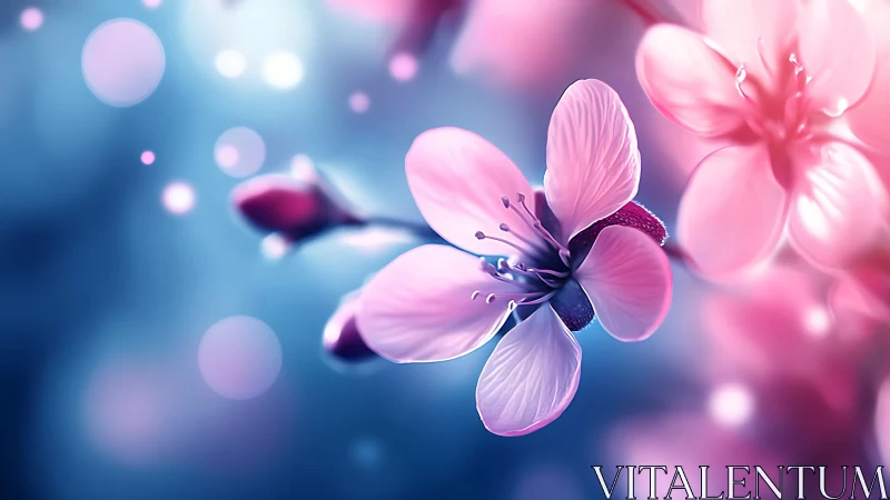 Pink Petaled Flower with Bokeh Background in Soft Focus.