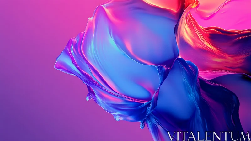 Abstract flowing shapes in neon blue and pink gradients.