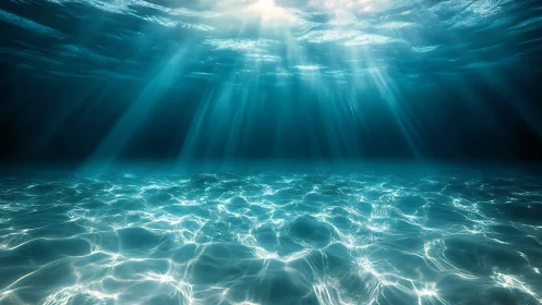 Sunlight penetrates shallow seabed, forming linear caustic bands