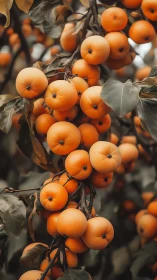 Sunlit persimmon clusters turn tangled branches into lanterns