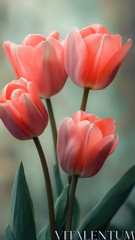 Coral Tulips in Luminous Backlighting: Translucent Petals.