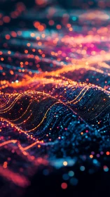 Parametric neon data waves mapped as particulate lightfield.