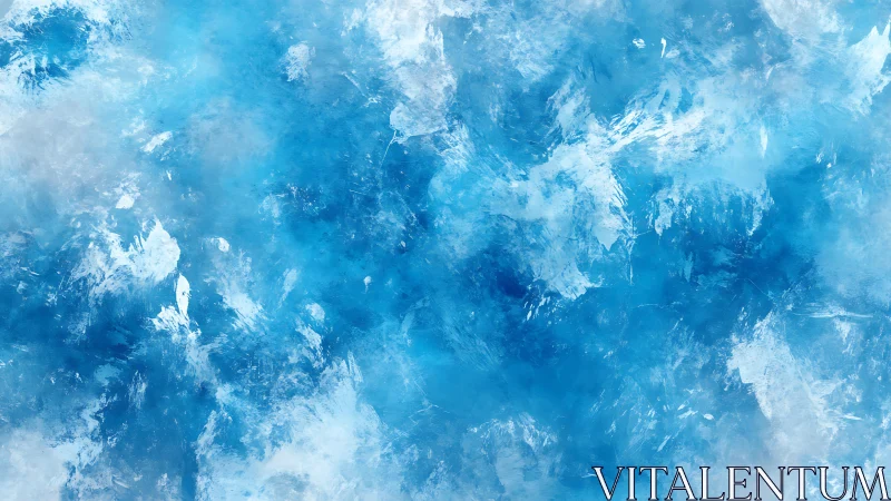 Abstract blue ice texture with frosty brush strokes, digital art.
