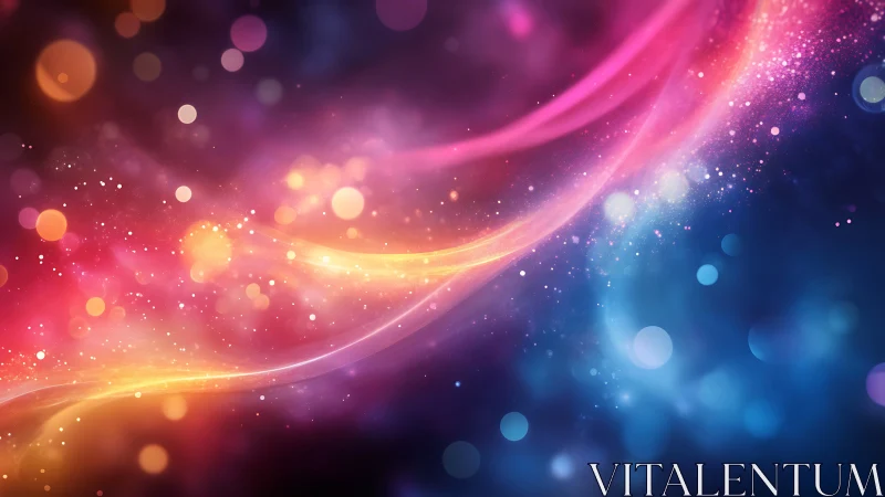 Vibrant cosmic light trails sweep through neon starfield.